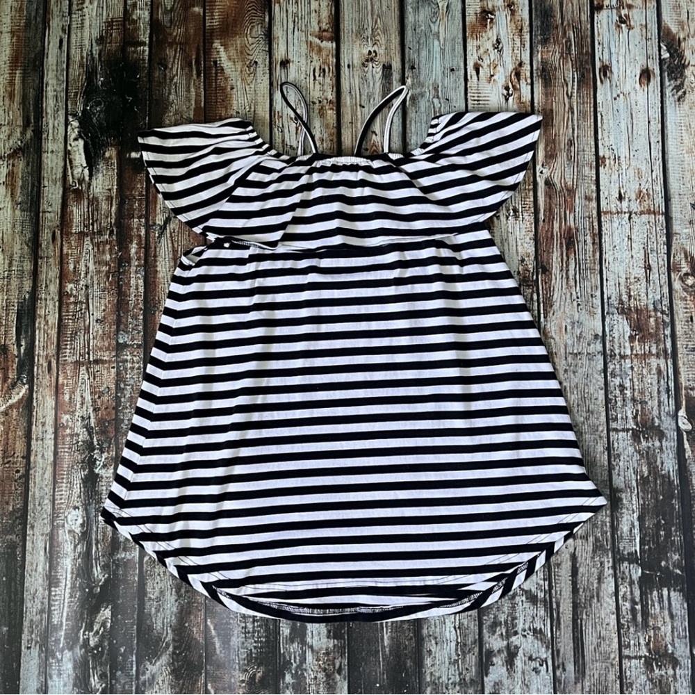 Bug + Wink Striped Ruffle Black & White Tunic Top